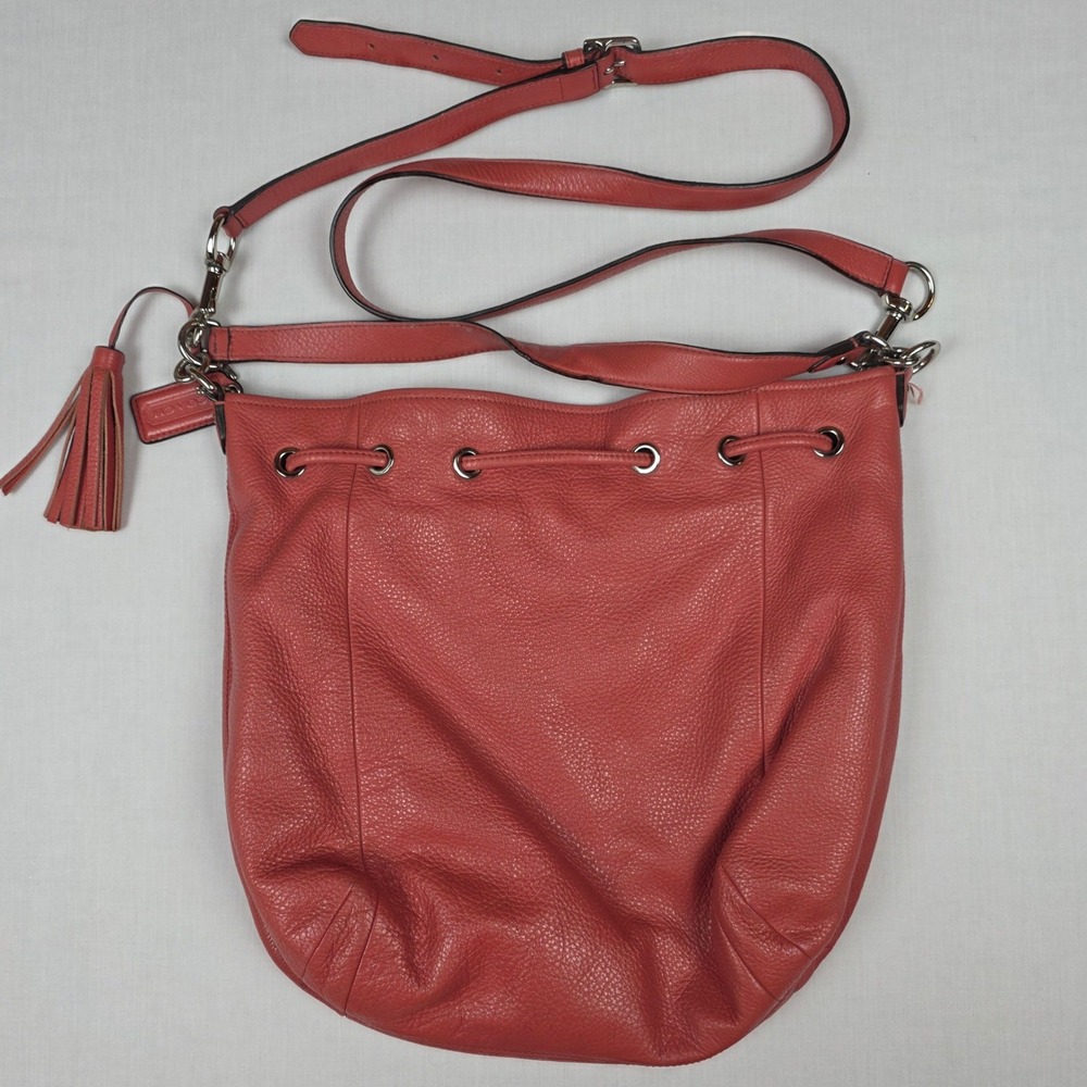 Coach Park Metro F27003 Bucket Bag Women Large Coral Pink Pebbled Leather - Picture 4 of 9